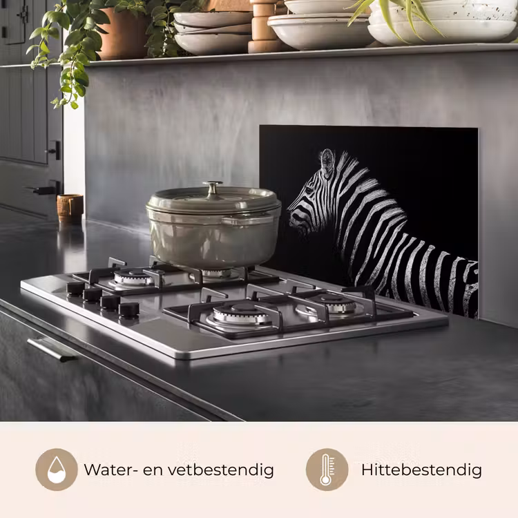 Spatscherm keuken - Zebra - Dier - Zwart — 2