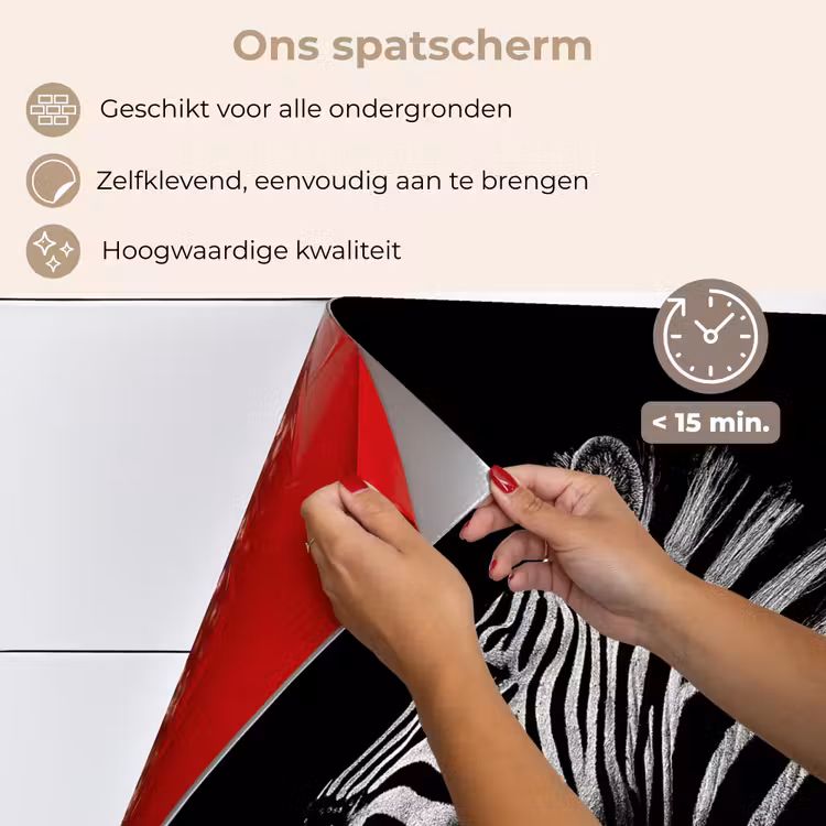 Spatscherm keuken - Zebra - Dier - Zwart — 4