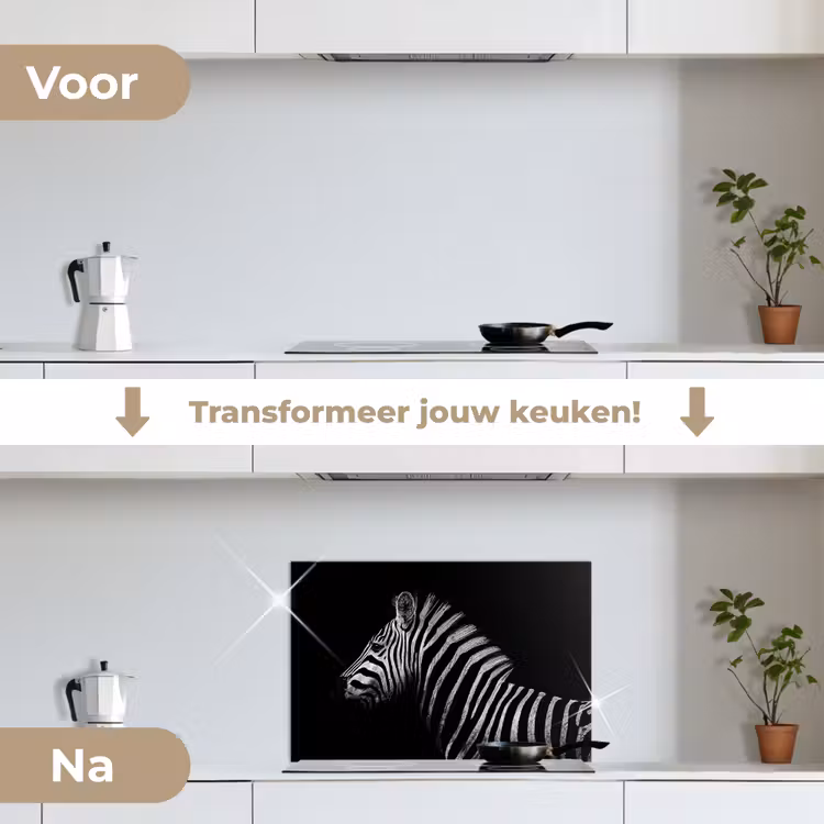 Spatscherm keuken - Zebra - Dier - Zwart — 7