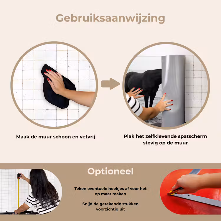 Spatscherm keuken - Paard - Auto - Zwart - Wit — 6