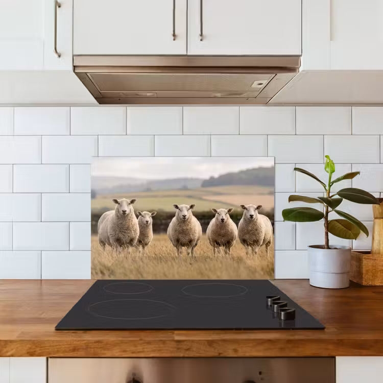 Spatscherm keuken - Schapen - Weidenlandschap - Heuvels — 3