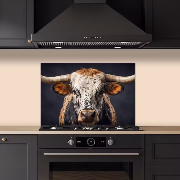 Spatscherm keuken - Stier - Kleurrijk - Hoorns — 5