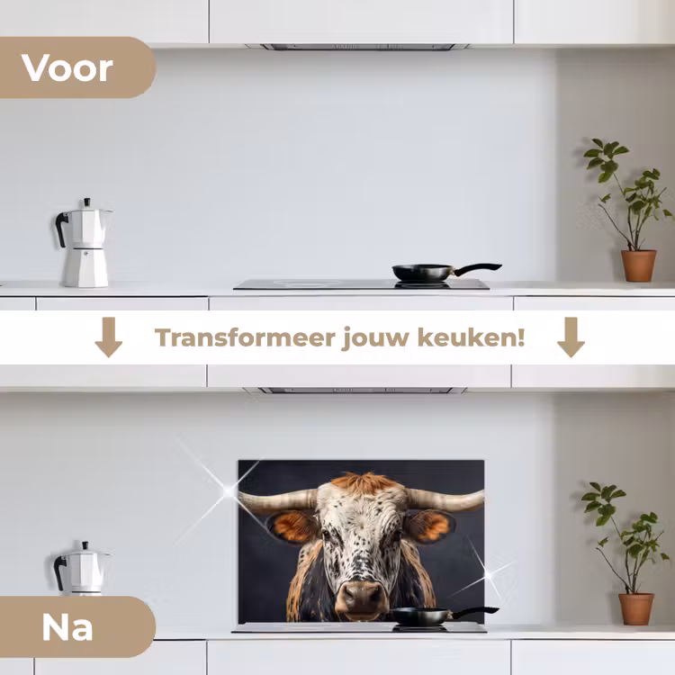 Spatscherm keuken - Stier - Kleurrijk - Hoorns — 7