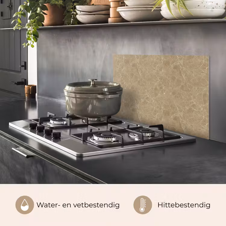 Spatscherm keuken - Beige - Marmer - Witte aders — 2
