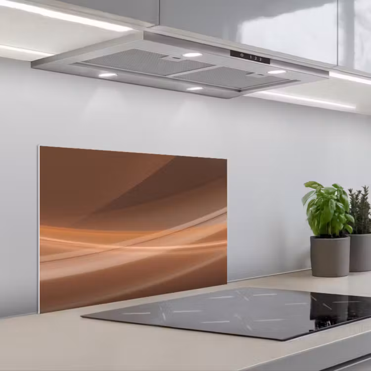 Spatscherm keuken - Golven - Abstract - Bruin — 1