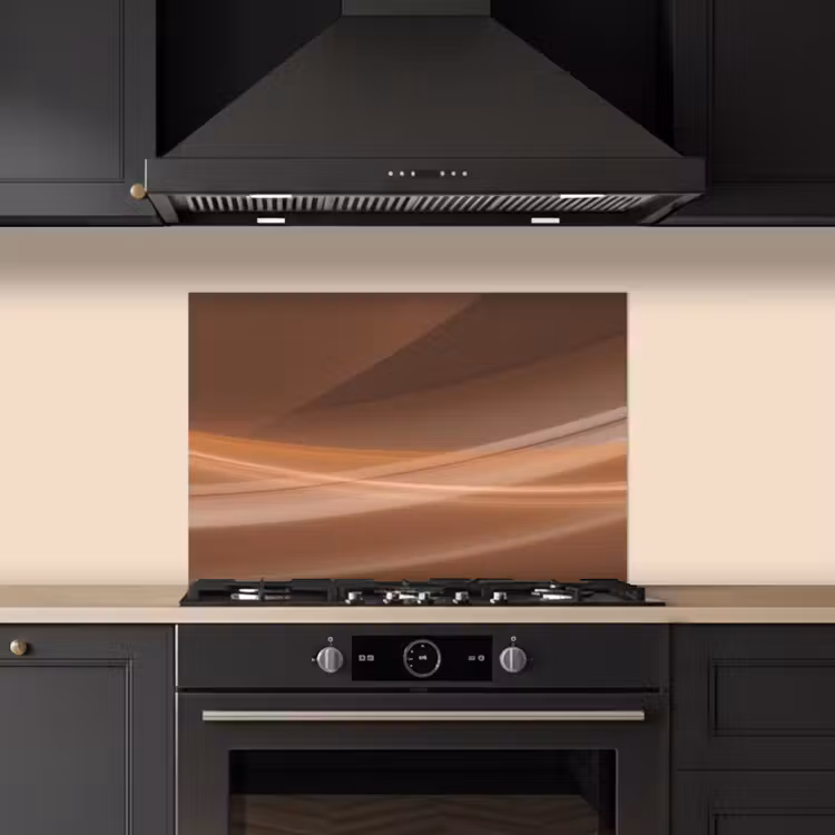 Spatscherm keuken - Golven - Abstract - Bruin — 5
