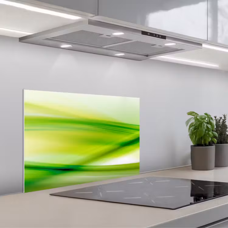 Spatscherm keuken - Golven - Abstract - Groen — 1