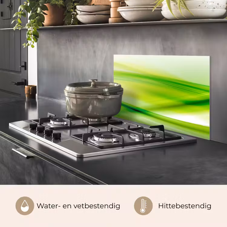 Spatscherm keuken - Golven - Abstract - Groen — 2