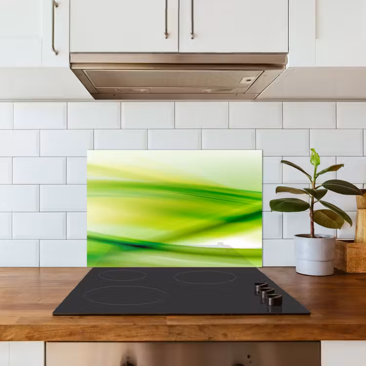 Spatscherm keuken - Golven - Abstract - Groen — 3