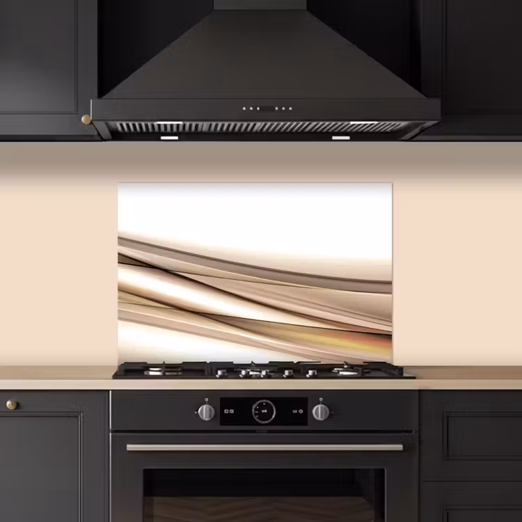 Spatscherm keuken - Golven - Abstract - Taupe — 5