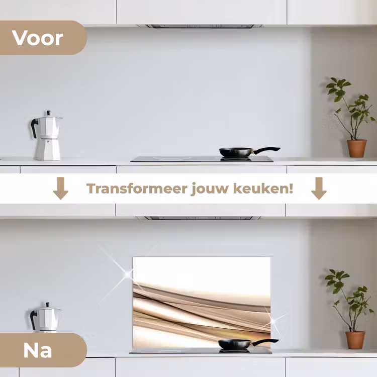 Spatscherm keuken - Golven - Abstract - Taupe — 7