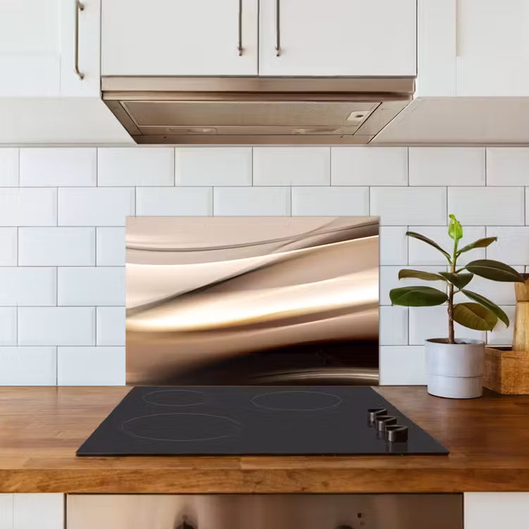 Spatscherm keuken - Golven - Abstract - Warm Beige — 3