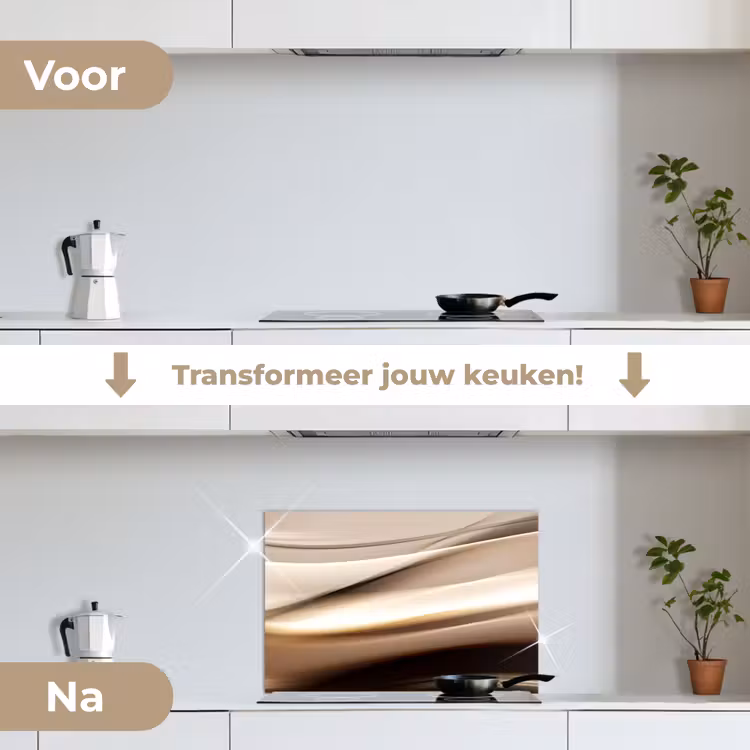 Spatscherm keuken - Golven - Abstract - Warm Beige — 7