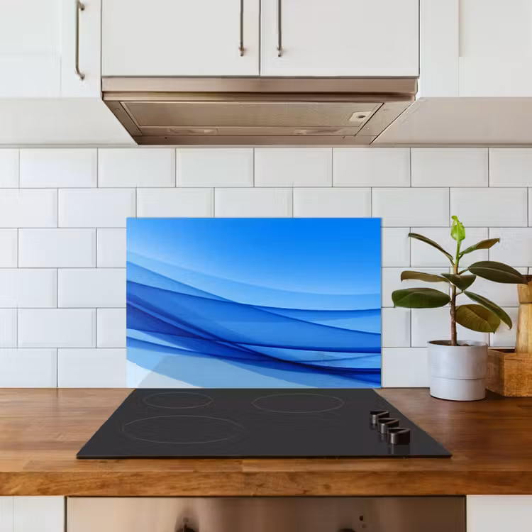 Spatscherm keuken - Golven - Helder - Blauw — 3