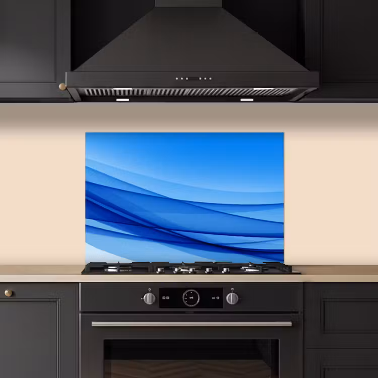 Spatscherm keuken - Golven - Helder - Blauw — 5