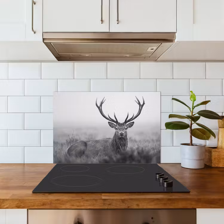 Spatscherm keuken - Hert - Mistig - Zwart - Wit — 3