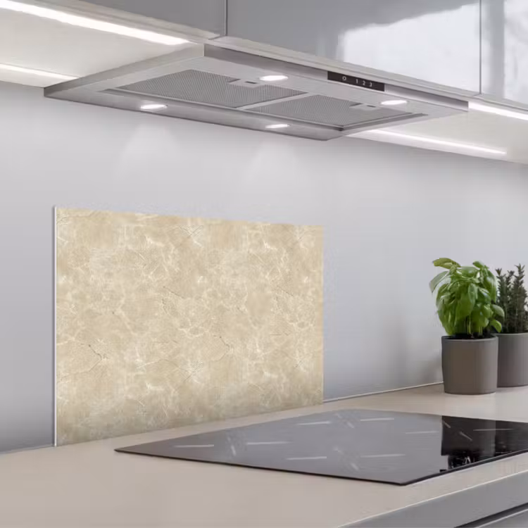 Spatscherm keuken - Lichtbeige - Marmer - Diffusie adering — 1