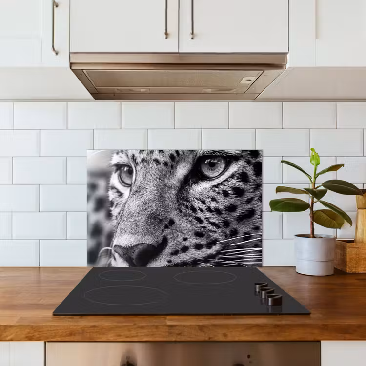 Spatscherm keuken - Luipaard - Zwart - Wit - Oog — 3