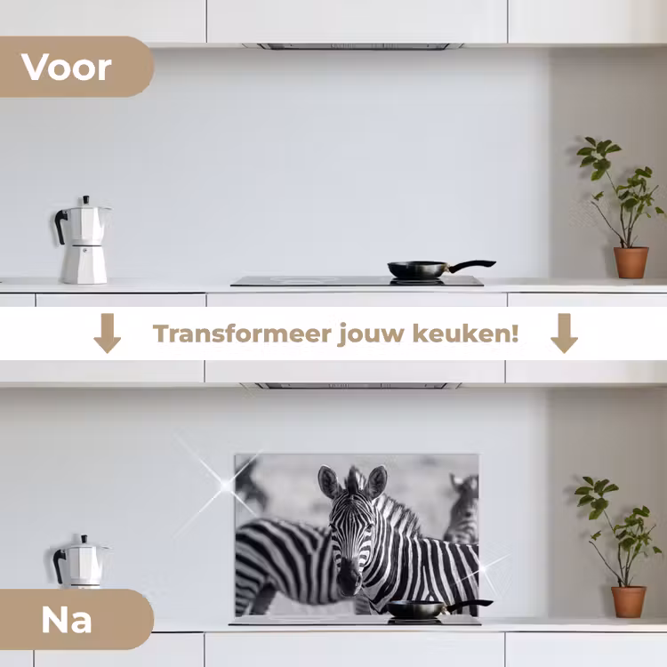 Spatscherm keuken - Zebra's - Zwart - Wit — 7