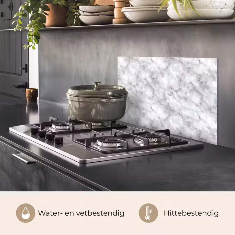 Spatscherm keuken - Grijs - Marmer - Klassiek - Aders — 2
