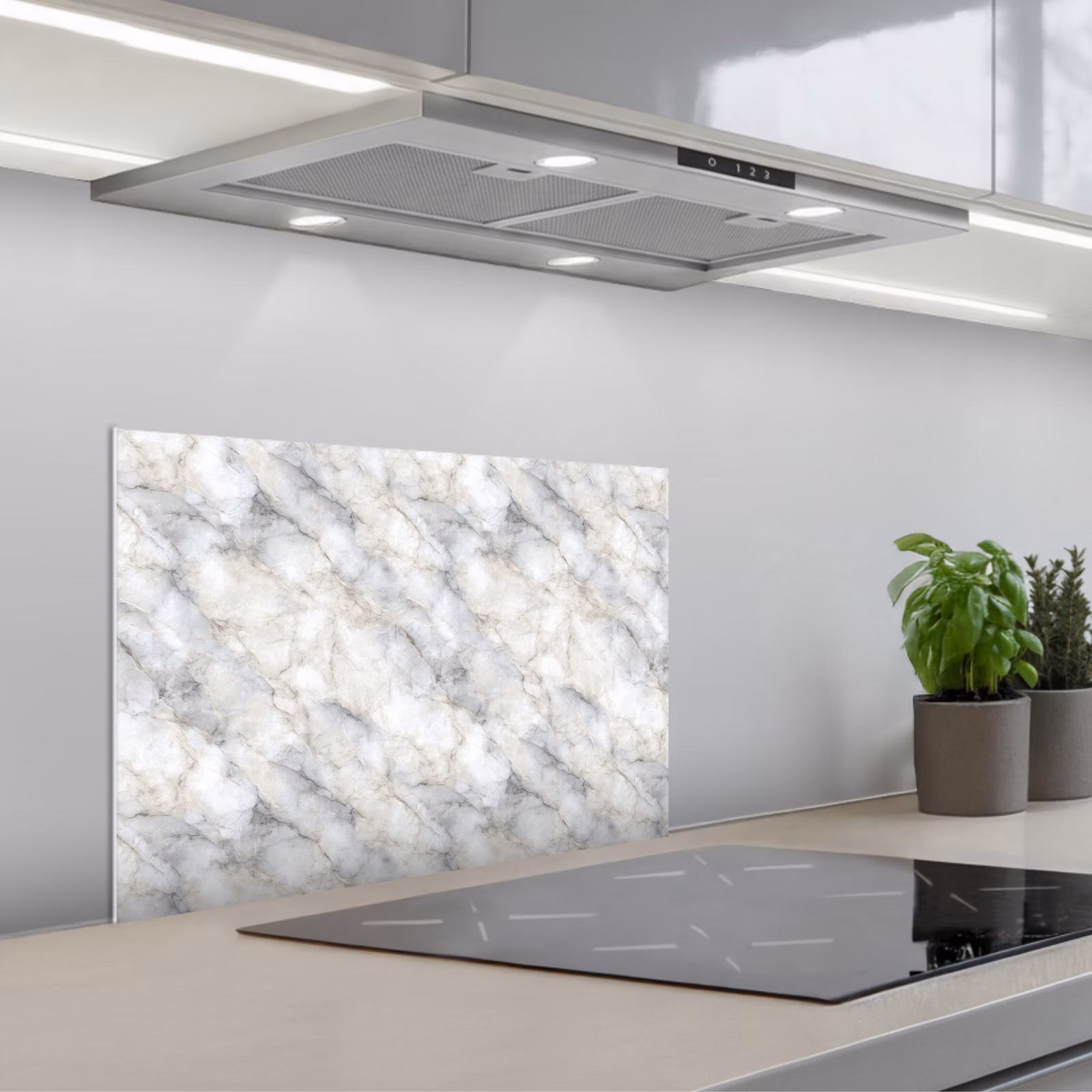 Spatscherm keuken - Grijs - Marmer - Gedetailleerd — 1