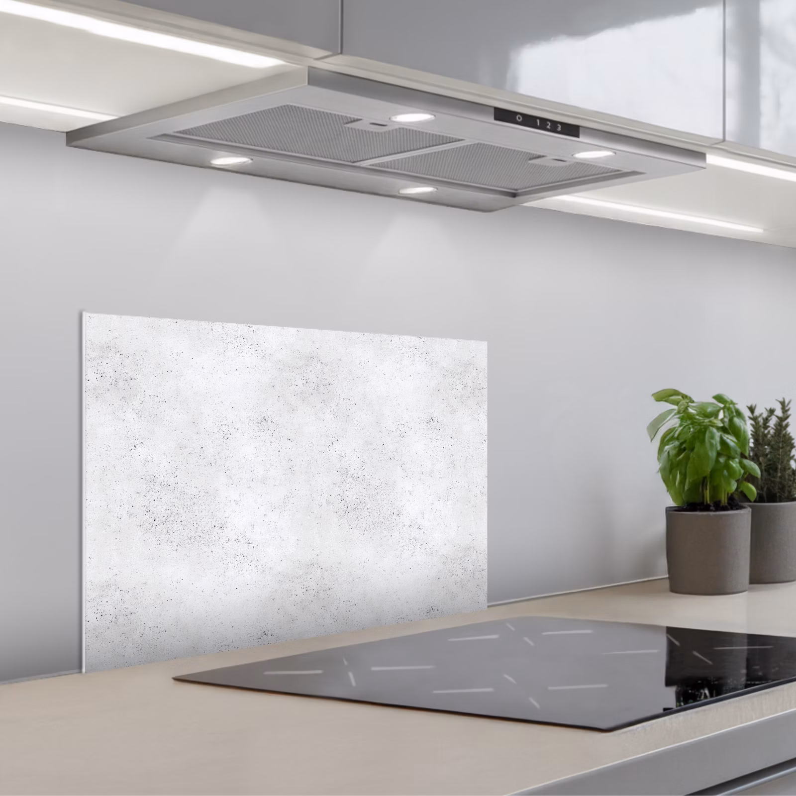 Spatscherm keuken - Lichtgrijs - Betonstructuur - Subtiel — 1