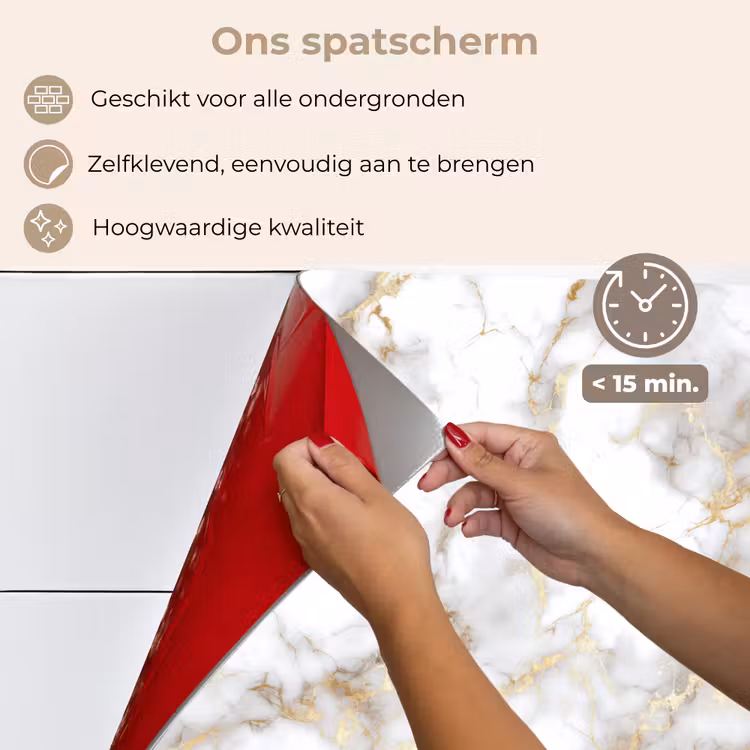 Spatscherm keuken - Gouden aders - Marmer - Wit — 4
