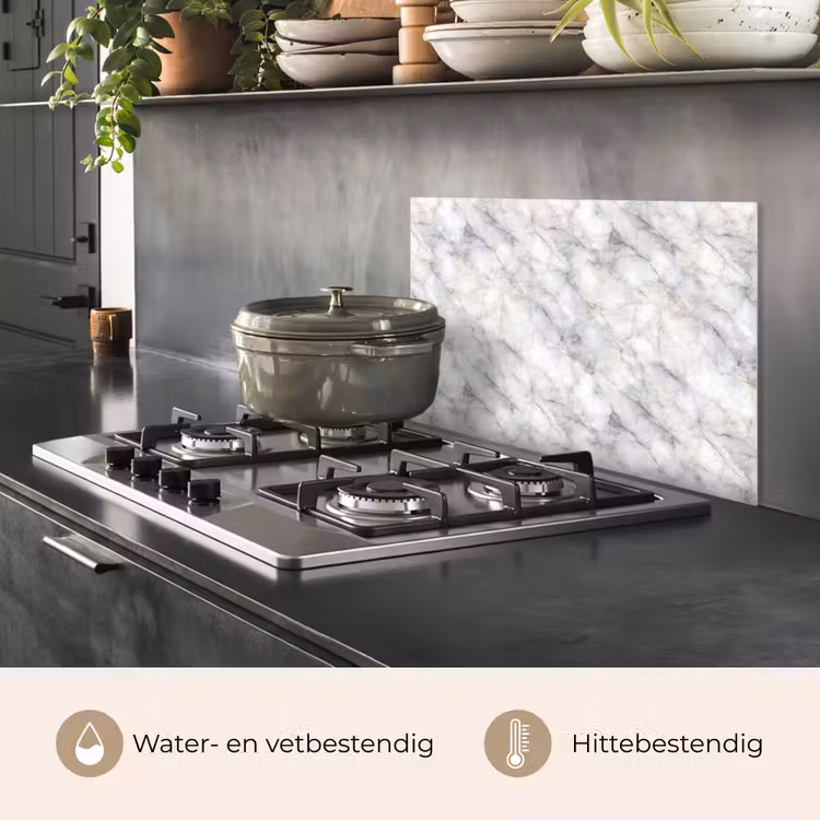Spatscherm keuken - Grijs - Marmer - Gedetailleerd — 2