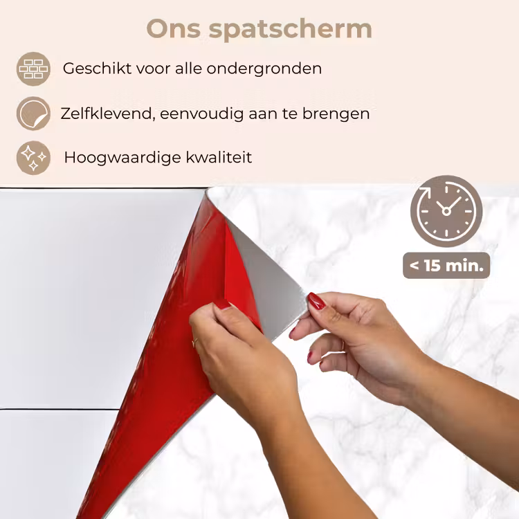Spatscherm keuken - Minimalistisch - Wit - Grijze aders — 4