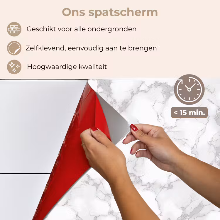 Spatscherm keuken - Wit - Marmer - Grijs — 4