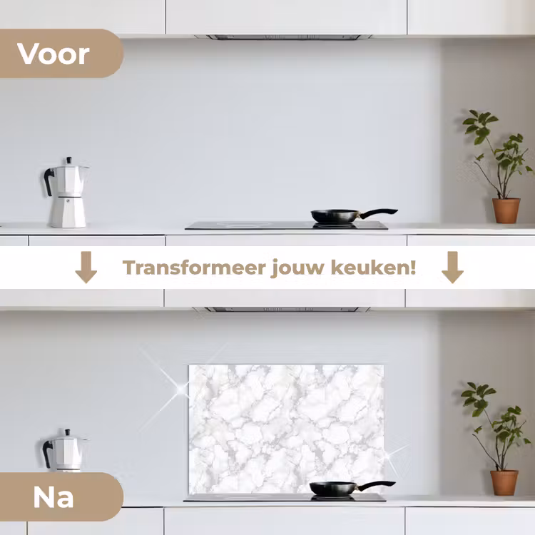 Spatscherm keuken - Wit - Marmer - Grijs — 7
