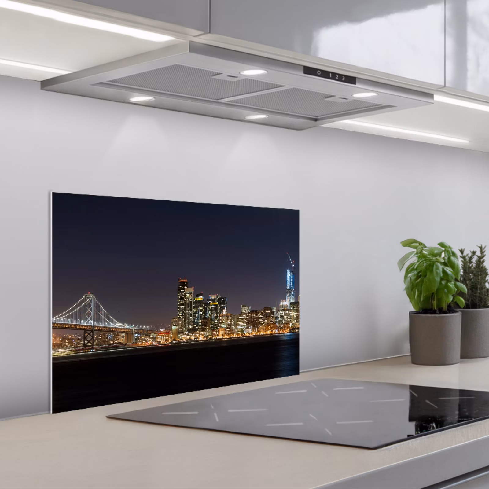 Spatscherm keuken - Verlichting - Hemel - Wolkenkrabbers - Skyline — 1