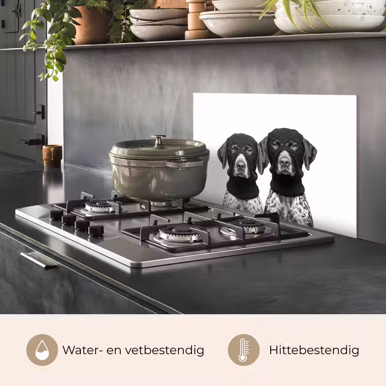 Spatscherm keuken - Honden - Bivakmuts - Zwart - wit — 2