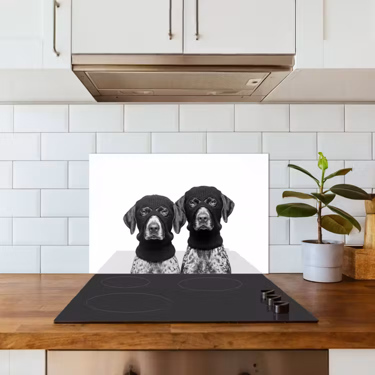 Spatscherm keuken - Honden - Bivakmuts - Zwart - wit — 3