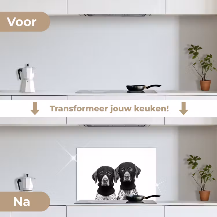 Spatscherm keuken - Honden - Bivakmuts - Zwart - wit — 7