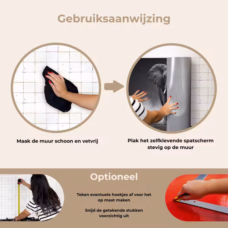 Spatscherm keuken - Olifant - Zwart - Wit - Rook — 6