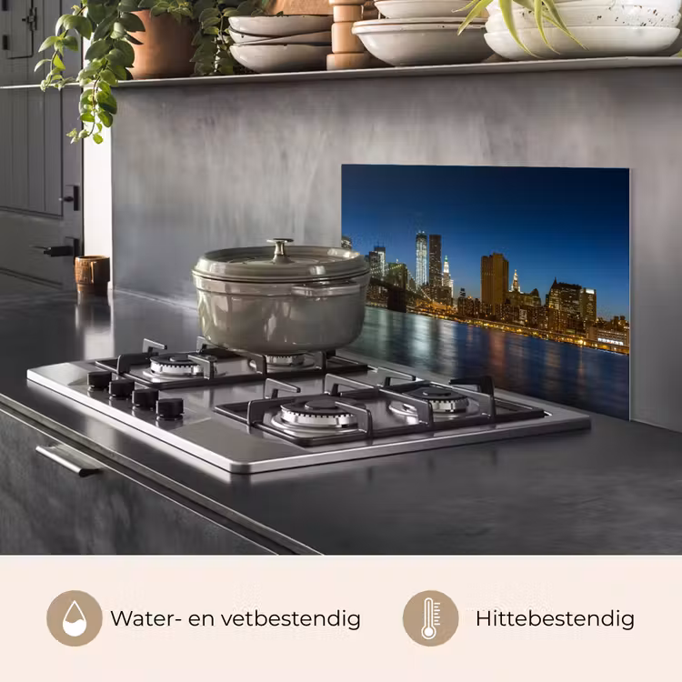 Spatscherm keuken - Stadslichten - Avond - Skyline - Brug — 2