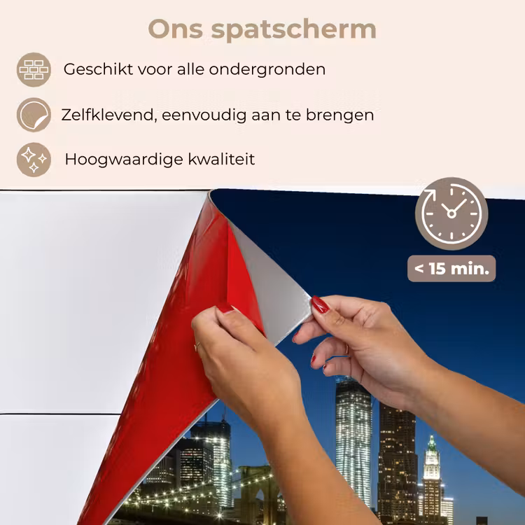 Spatscherm keuken - Stadslichten - Avond - Skyline - Brug — 4