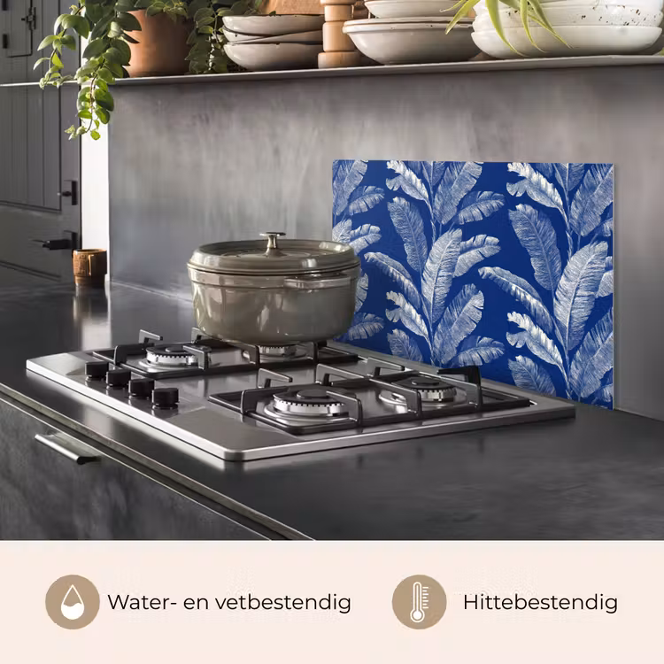 Spatscherm keuken - Blad - Palm - Blauw — 2