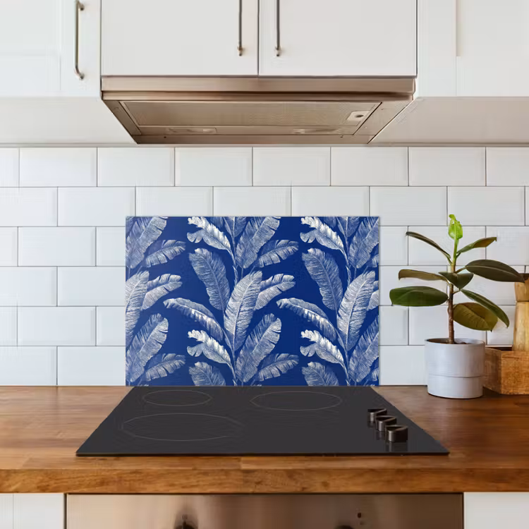 Spatscherm keuken - Blad - Palm - Blauw — 3