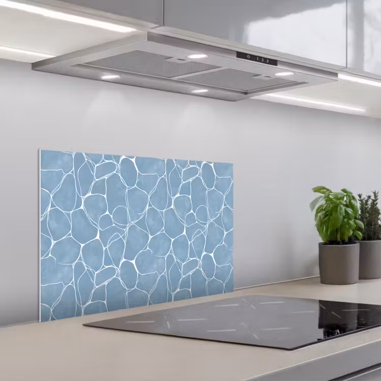 Spatscherm keuken - Organisch - Patroon - Blauw — 1
