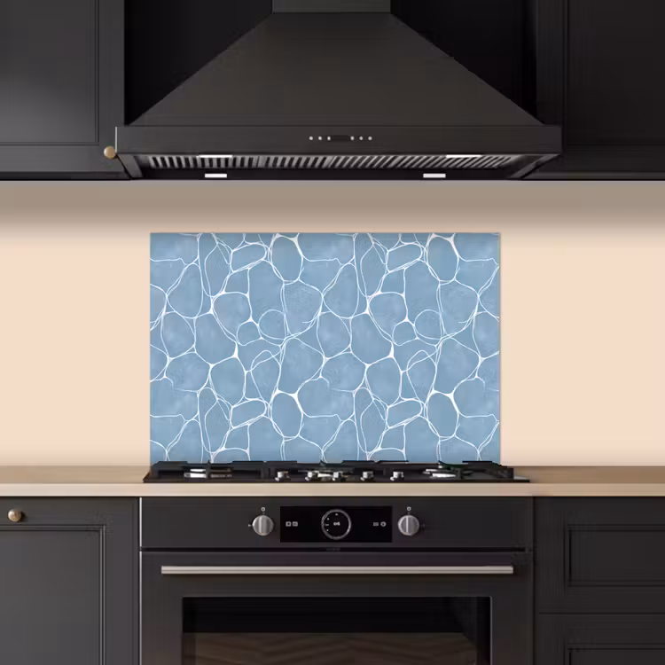 Spatscherm keuken - Organisch - Patroon - Blauw — 5