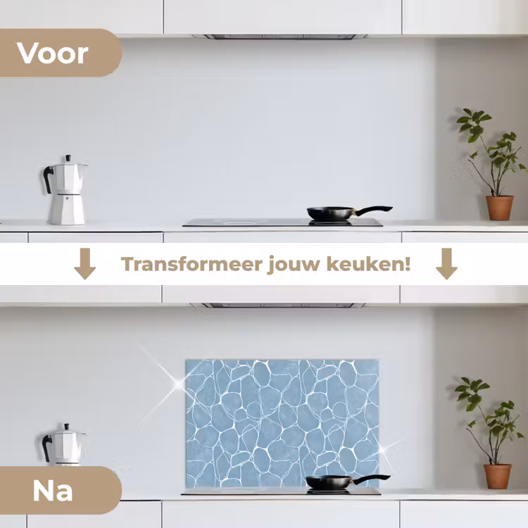 Spatscherm keuken - Organisch - Patroon - Blauw — 7