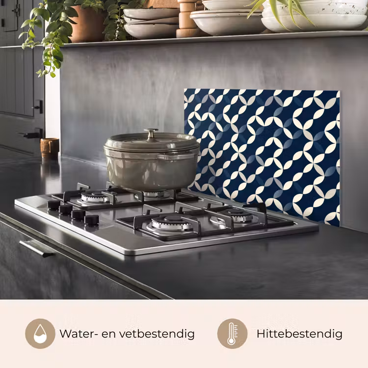 Spatscherm keuken - Abstract - Patroon - Blauw — 2