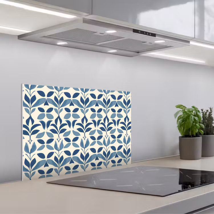 Spatscherm keuken - Flora - Modern - Blauw — 1