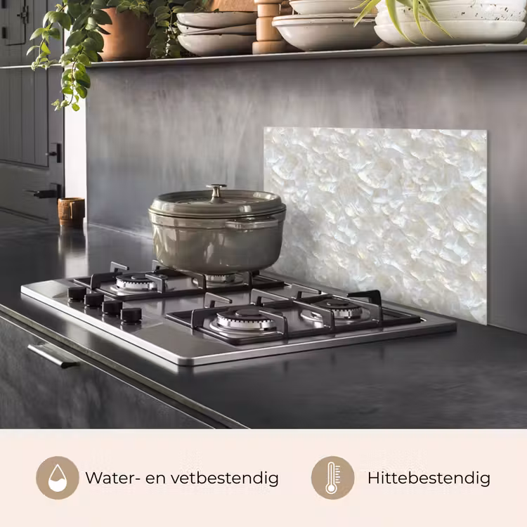 Spatscherm keuken - Parelmoerglans - Wit - Schelp — 2