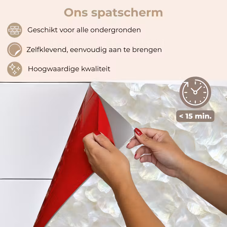Spatscherm keuken - Parelmoerglans - Wit - Schelp — 4