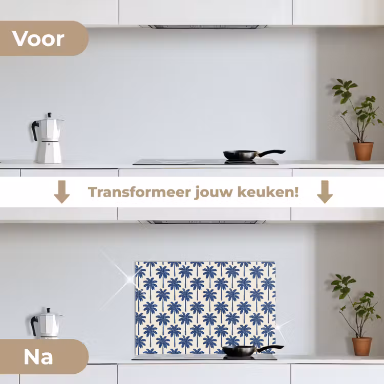 Spatscherm keuken - Symmetrisch - Palm - Blauw — 7