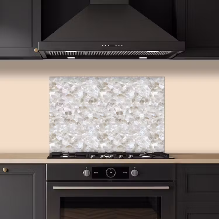 Spatscherm keuken - Wit - Penseelstreken - Reliëfeffect — 5