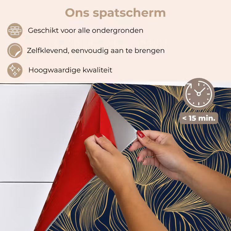 Spatscherm keuken - Abstract - Lijnen - Blauw - Goud — 4